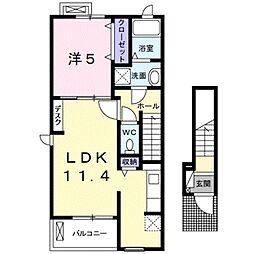 メゾンビオーラ西ノ庄1 1LDKの間取図画像