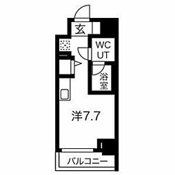 クラリッサ川崎グランデ 11階ワンルームの間取り