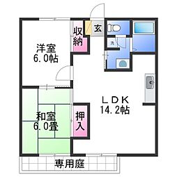 サンハイツ有功 1階2LDKの間取り