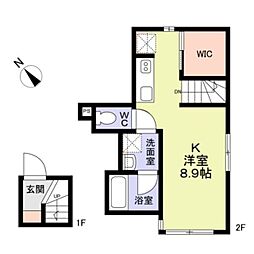 WoodCrest沼袋Terrace ワンルームの間取図画像