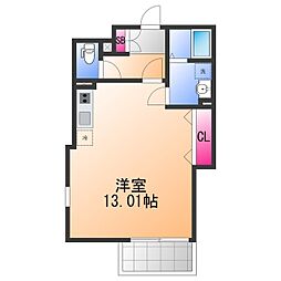 JR阪和線 富木駅 徒歩3分の賃貸アパート 1階ワンルームの間取り