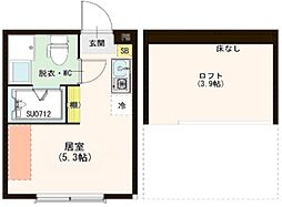 プティ一之江 2階ワンルームの間取り