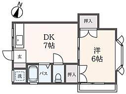 コーポ豊川 1階1DKの間取り