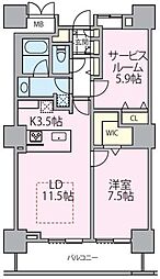 ロイヤルパークスタワー南千住 20階1SLDKの間取り