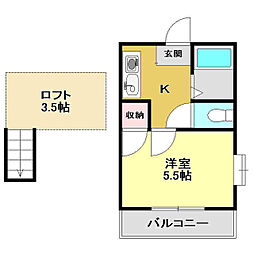 イースト 1Kの間取図画像