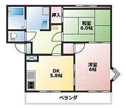 リバーサイドタウンA 2DKの間取図画像
