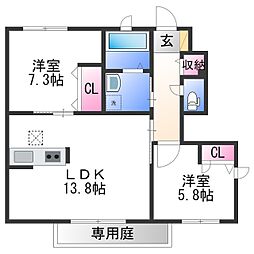 マストコート秋葉 2LDKの間取図画像