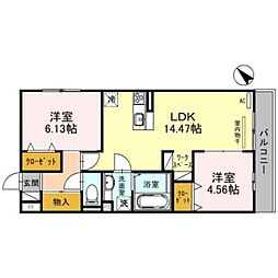JR東海道・山陽本線 大久保駅 徒歩20分の賃貸アパート 3階2LDKの間取り