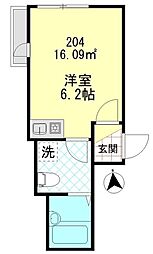 シャンテ四つ木駅前 ワンルームの間取図画像