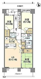 JR横浜線 八王子みなみ野駅 徒歩6分の賃貸マンション 11階3LDKの間取り