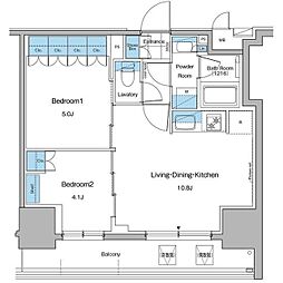 ルフォンプログレ秋葉原マークス 10階2LDKの間取り