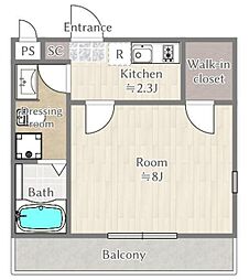 FUJISTAみずほ台 1Kの間取図画像