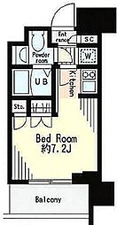 レジディア市谷薬王寺 11階ワンルームの間取り