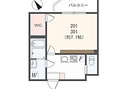 アパート 1Kの間取図画像