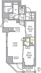 アジールコート王子 703 7階2LDKの間取り