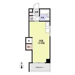 浅井ビル 5階ワンルームの間取り