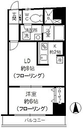 ローズガーデン 1102 11階1LDKの間取り