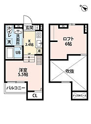 神戸市西神・山手線 湊川公園駅 徒歩9分の賃貸アパート 2階1Kの間取り