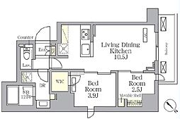 プライムガーデン大森 10階2LDKの間取り