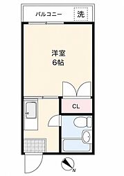 グリーンベル中野 1Kの間取図画像