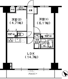 S-FORT船橋塚田 2LDKの間取図画像