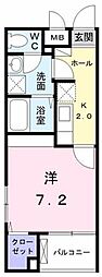 ピアヌーラ矢部 1Kの間取図画像