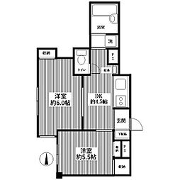 山田マンション 2Kの間取図画像