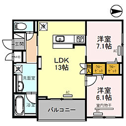 Osaka Metro御堂筋線 江坂駅 徒歩6分の賃貸マンション 5階2LDKの間取り