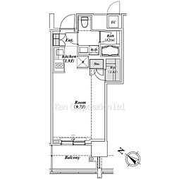 ＴＨＥ　ＲＯＰＰＯＮＧＩ　ＴＯＫＹＯ　　ＳＵＰＥＲＩＯＲ　Ｒ 7階ワンルームの間取り
