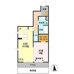エスポワール A 1階1LDKの間取り