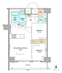プラウドフラット菊川 2LDKの間取図画像