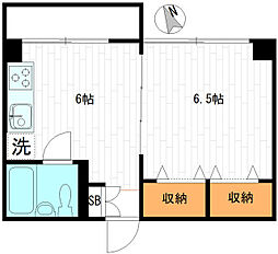 ホワイトバーディハウス 1DKの間取図画像