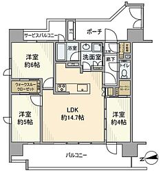 クリオ浅草セントラルマークス 3LDKの間取図画像