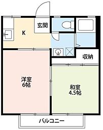 スカイハイツ 1階2Kの間取り