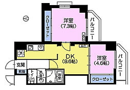 サブ　ローザ 7階2DKの間取り