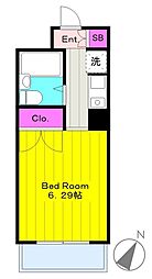 パレス登戸 2階1Kの間取り