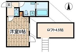 カトルセゾン調布 1Kの間取図画像