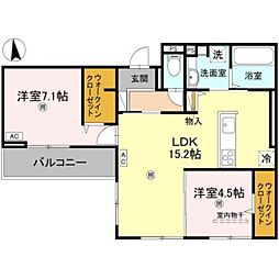 京阪本線 西三荘駅 徒歩6分の賃貸アパート 3階2LDKの間取り