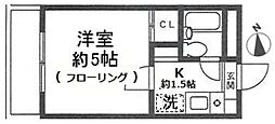 リバーサイド日吉 1Kの間取図画像