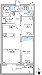 MOCXION PREMIUM四谷大京町 2LDKの間取図画像