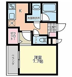 国立KD3 1Kの間取図画像