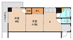 東京メトロ東西線 行徳駅 徒歩2分の賃貸マンション 5階2Kの間取り