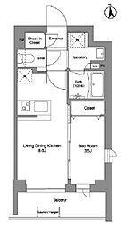コンフォリア戸越公園 2階1LDKの間取り
