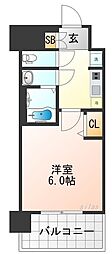 JR大阪環状線 西九条駅 徒歩7分の賃貸マンション 4階1Kの間取り