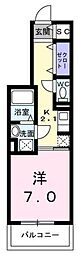 ロイヤルパーク 4階1Kの間取り