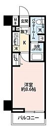 プレール・ドゥーク中板橋 1Kの間取図画像
