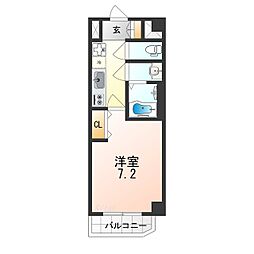 M-City天王寺 1Kの間取図画像