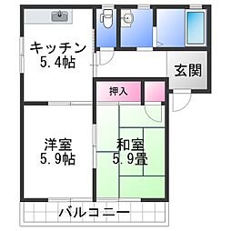 フォーレス花野1 2Kの間取図画像