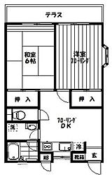 トワ・グラン富士見 2DKの間取図画像