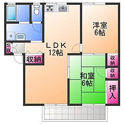 グリーンパール泉南A棟 1階2LDKの間取り